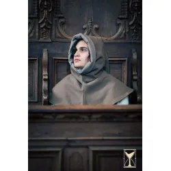 Medieval gugel with hood made from brushed woollen fabric