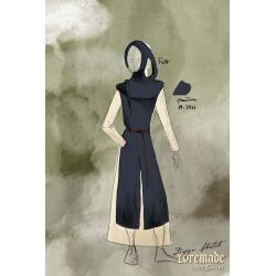 Medieval gugel with hood made from brushed woollen fabric