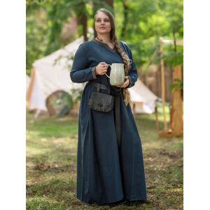 Medieval long-sleeved dress, blue, with ‘Sigyn’ trim, XXL, B-grade