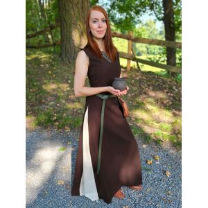 Medieval sleeveless laced dress, brown / natural...