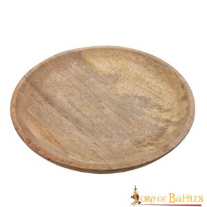 Medieval wooden plate made from hardwood, approx. 23 cm in diameter, second-grade item
