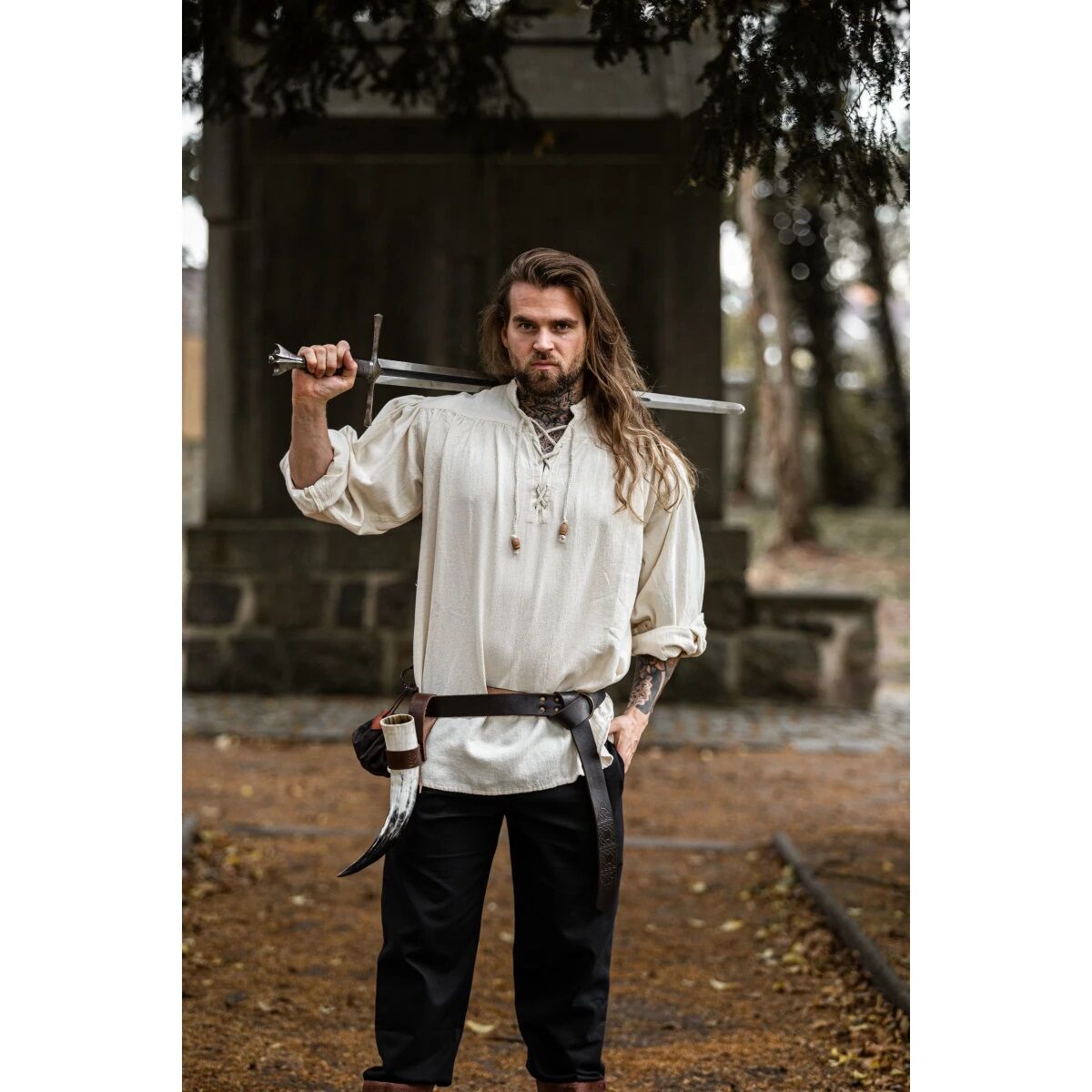Medieval shirt with lacing, natural colo box