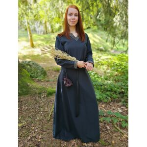 Medieval long-sleeved dress, blue, with ‘Sigyn’ trim, size L, second-hand