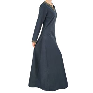 Medieval long-sleeved dress, blue, with ‘Sigyn’ trim, size L, second-hand