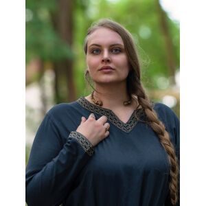 Medieval long-sleeved dress, blue, with ‘Sigyn’ trim, size L, second-hand