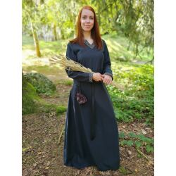 Medieval long-sleeved dress, blue, with ‘Sigyn’ trim, size L, second-hand