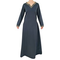 Medieval long-sleeved dress, blue, with ‘Sigyn’ trim, size L, second-hand
