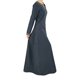 Medieval long-sleeved dress, blue, with ‘Sigyn’ trim, size L, second-hand
