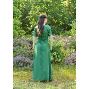 Two-tone green medieval dress with lacing, ‘Eleanor’
