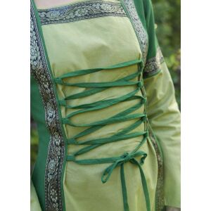 Two-tone green medieval dress with lacing, ‘Eleanor’