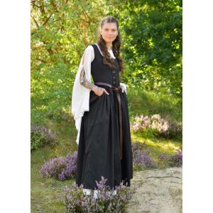 Black sleeveless medieval dress with back lacing,...