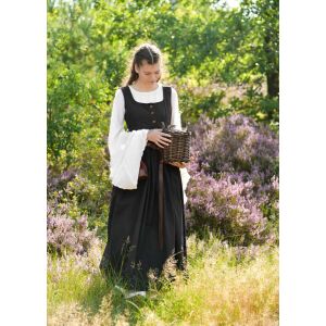Black sleeveless medieval dress with back lacing, ‘Lene’