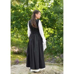Black sleeveless medieval dress with back lacing, ‘Lene’