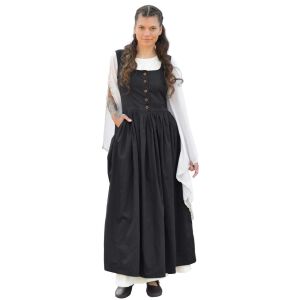 Black sleeveless medieval dress with back lacing, ‘Lene’