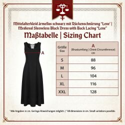Black sleeveless medieval dress with back lacing, ‘Lene’