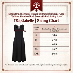 Black sleeveless medieval dress with back lacing, ‘Lene’