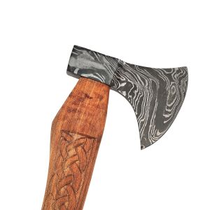 Viking axe with damask look incl. leather sheath, B-WARE