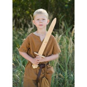 Wooden practice sword – mini Viking sword with leather hilt, 55 cm