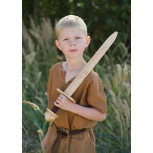 Wooden practice sword – mini Viking sword with leather hilt, 55 cm
