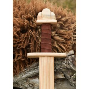 Wooden practice sword – mini Viking sword with leather hilt, 55 cm