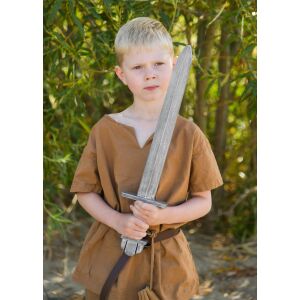Wooden practice sword – mini Viking sword with leather hilt