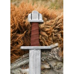 Wooden practice sword – mini Viking sword with leather hilt