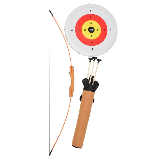 Children’s bow set: longbow, 3 arrows, quiver, target