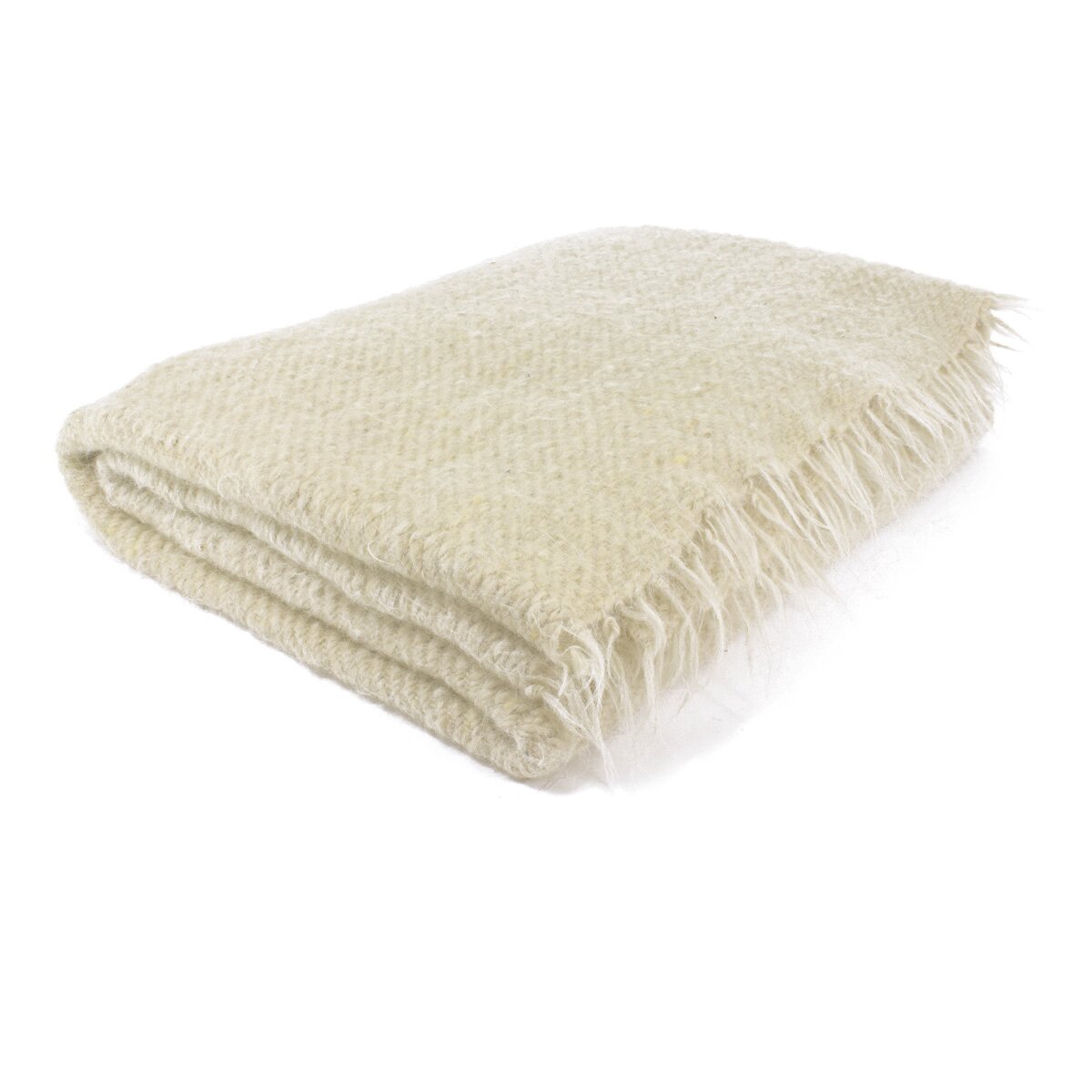 Large handwoven blanket woolwhite 210 x 220 cm