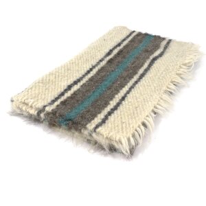 Small Handwoven blanket with green stripes 70 x 150 cm