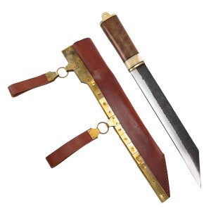 Seax Gotland with brass fitted leather scabbard