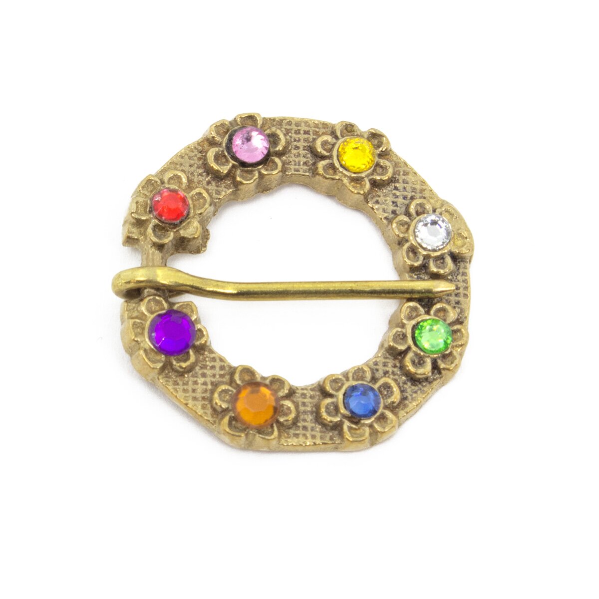 Late medieval brooch with colored glass stones