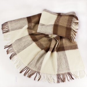 Sheepwool blanket brown chequered 130x200cm