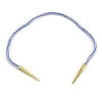 Laces with brass aglets blue-white handmade