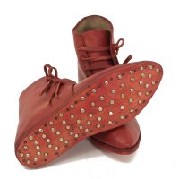 Half boots laced with hobnailed soles korduan red size 36