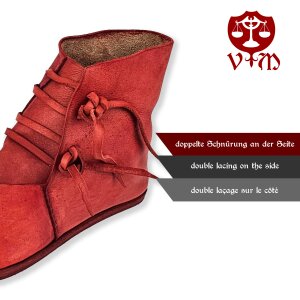 Half boots laced with hobnailed soles korduan red size 37