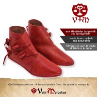 Viking shoes type Jorvik with single nailed sole Korduan red