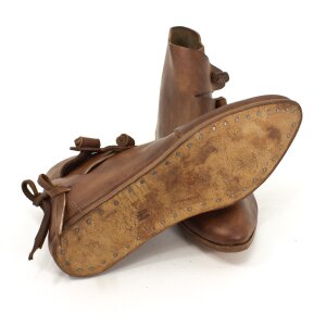 Early medieval toggle shoes or halfboots brown