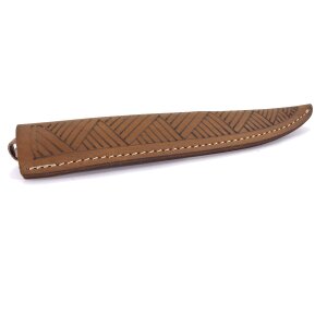 Leather scabbard for knive brown decorated 22cm