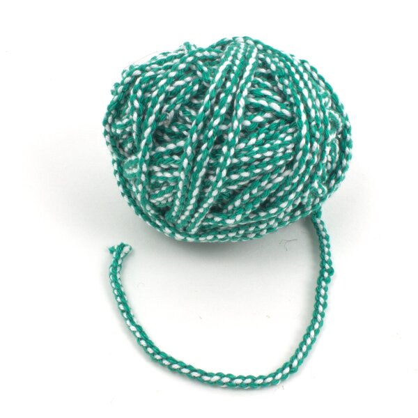 Cords handknit mint green / white 10cm