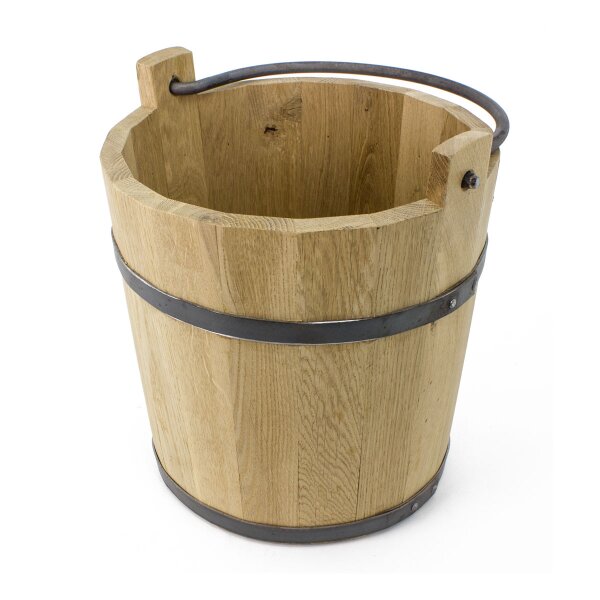 stave bucket made of oaken wood and forged rings and handle 12.5l