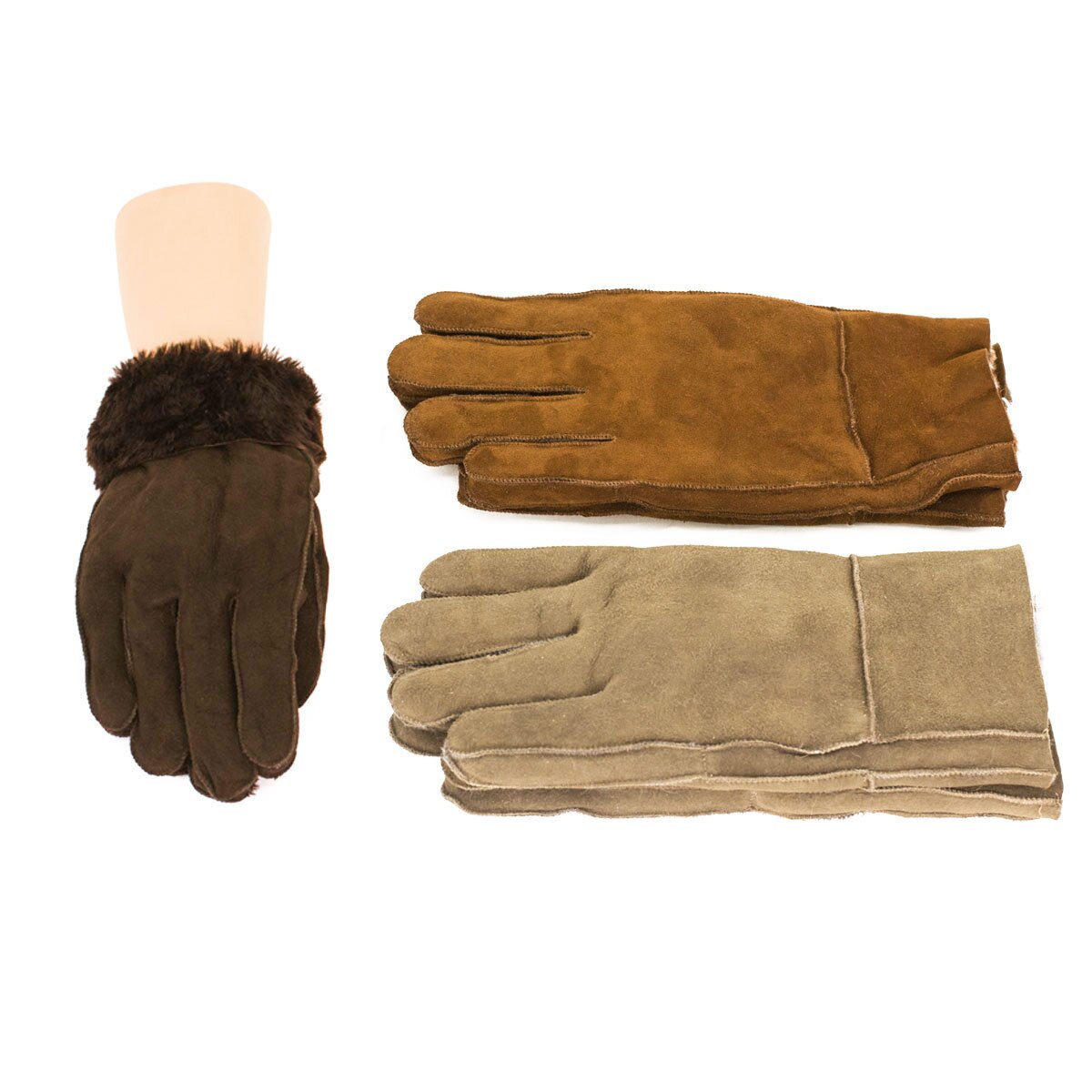 Gants en peau dagneau véritable Marron