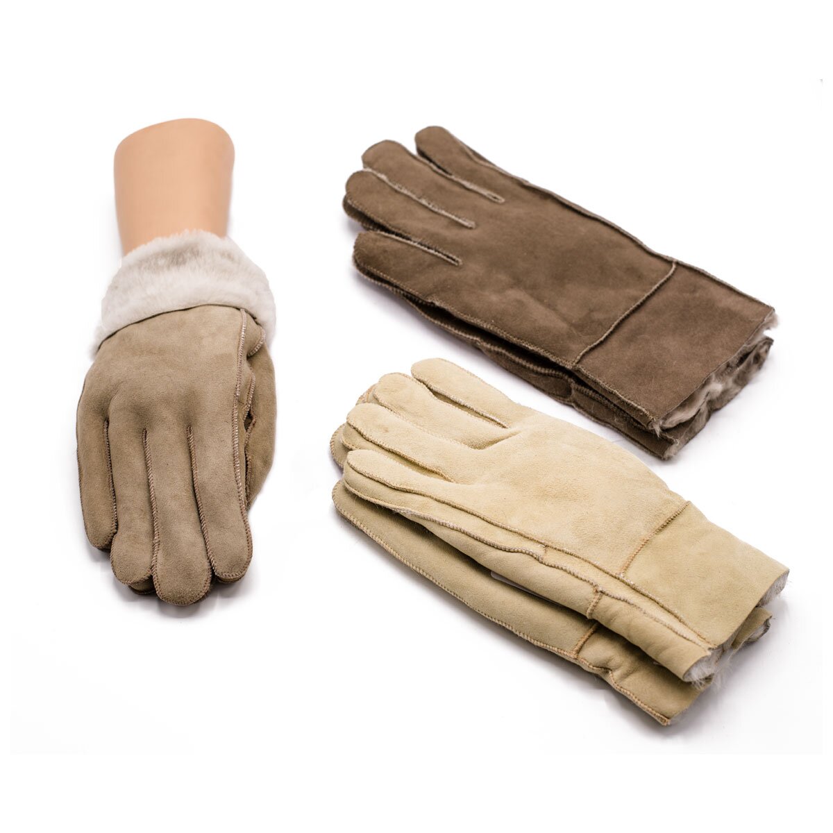 Gants en véritable peau dagneau Beige