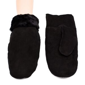 Lambskin mittens black