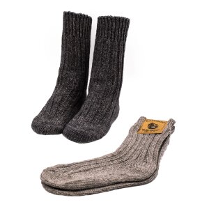 2 pair knitted wool socks grey color tones