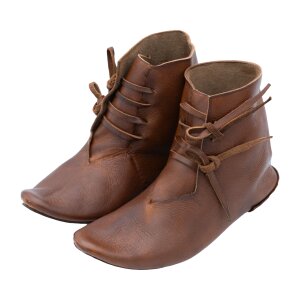 Reversible medieval shoes laced in brown cowhide leather