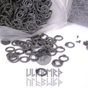 1kg loose round chainmail rings to rivet, incl. round rivet heads, Ø 8mm, 1,6mm wide, aluminium wire