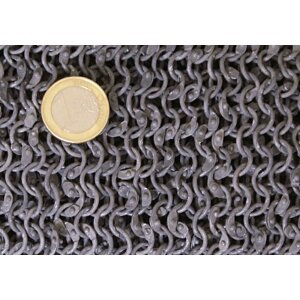 Chainmail collar with leather straps, riveted round rings, round rivets, Ø 8mm, aluminium