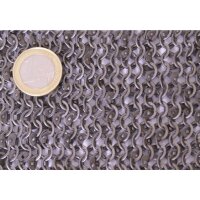 Chainmail coif, riveted flat rings and punched flat rings, Ø 6mm, 1.0mm wide, steel