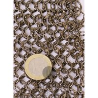 Chainmail coif with square face mask, round rings with round rivets, Ø 8mm, 1.4mm wide, steel