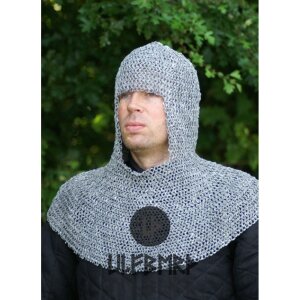 Chainmail coif, round rings with round rivets,...